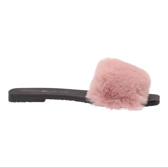 Chinese Laundry Madonna Pink Faux Fur Slide Sandal Size 7 - Picture 3 of 6